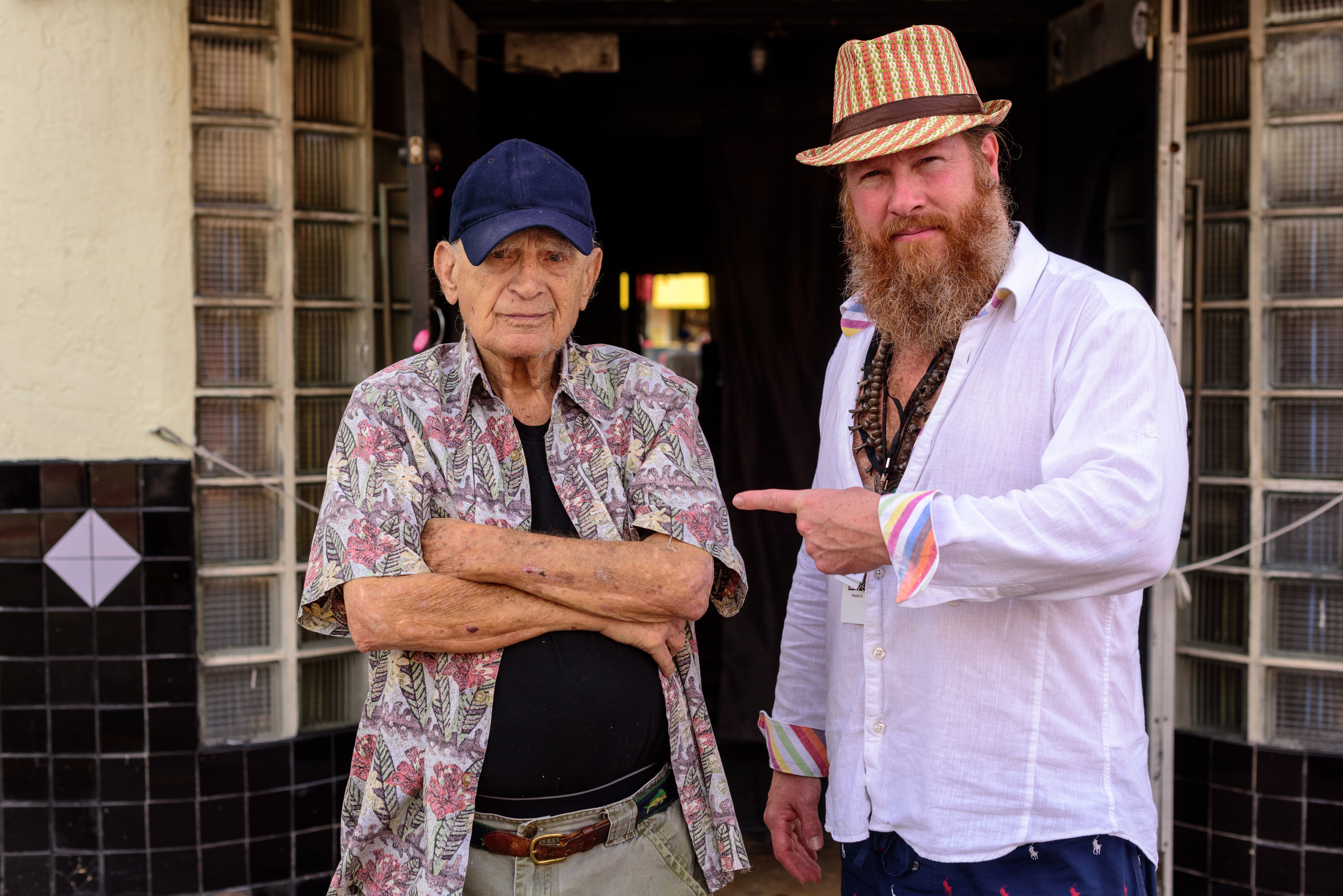 Gregory de la Haba and the 101-year-old owner Mac at Club Deuce