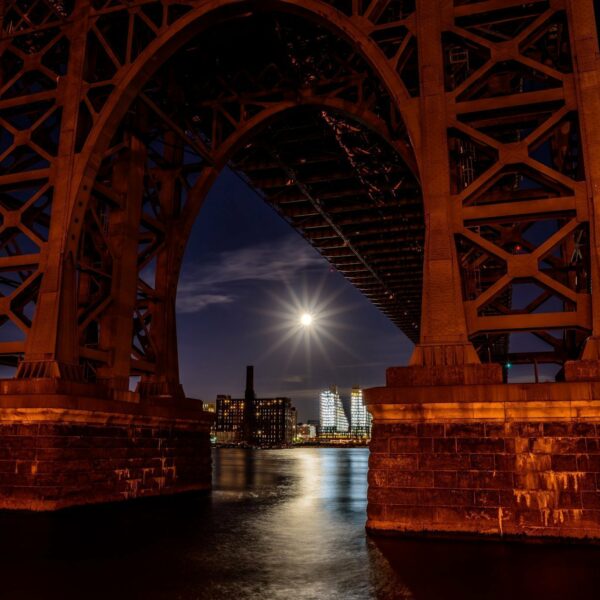 full moon and the Williamsburg Bridge