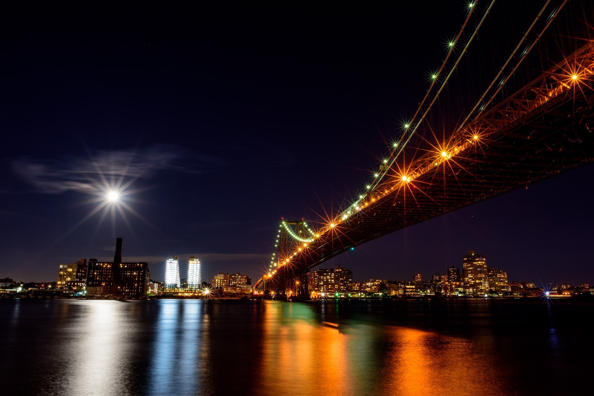 full moon and the Williamsburg Bridge