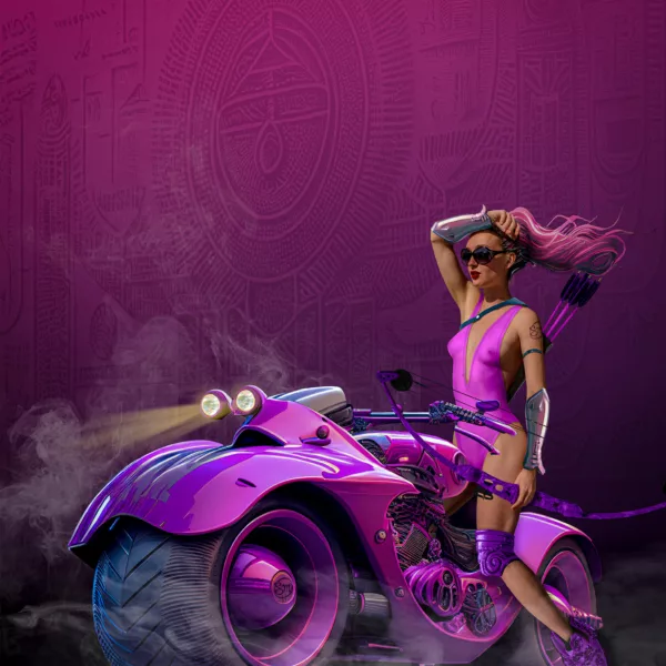 Pink Warrior Goddess on BadAss Bike
