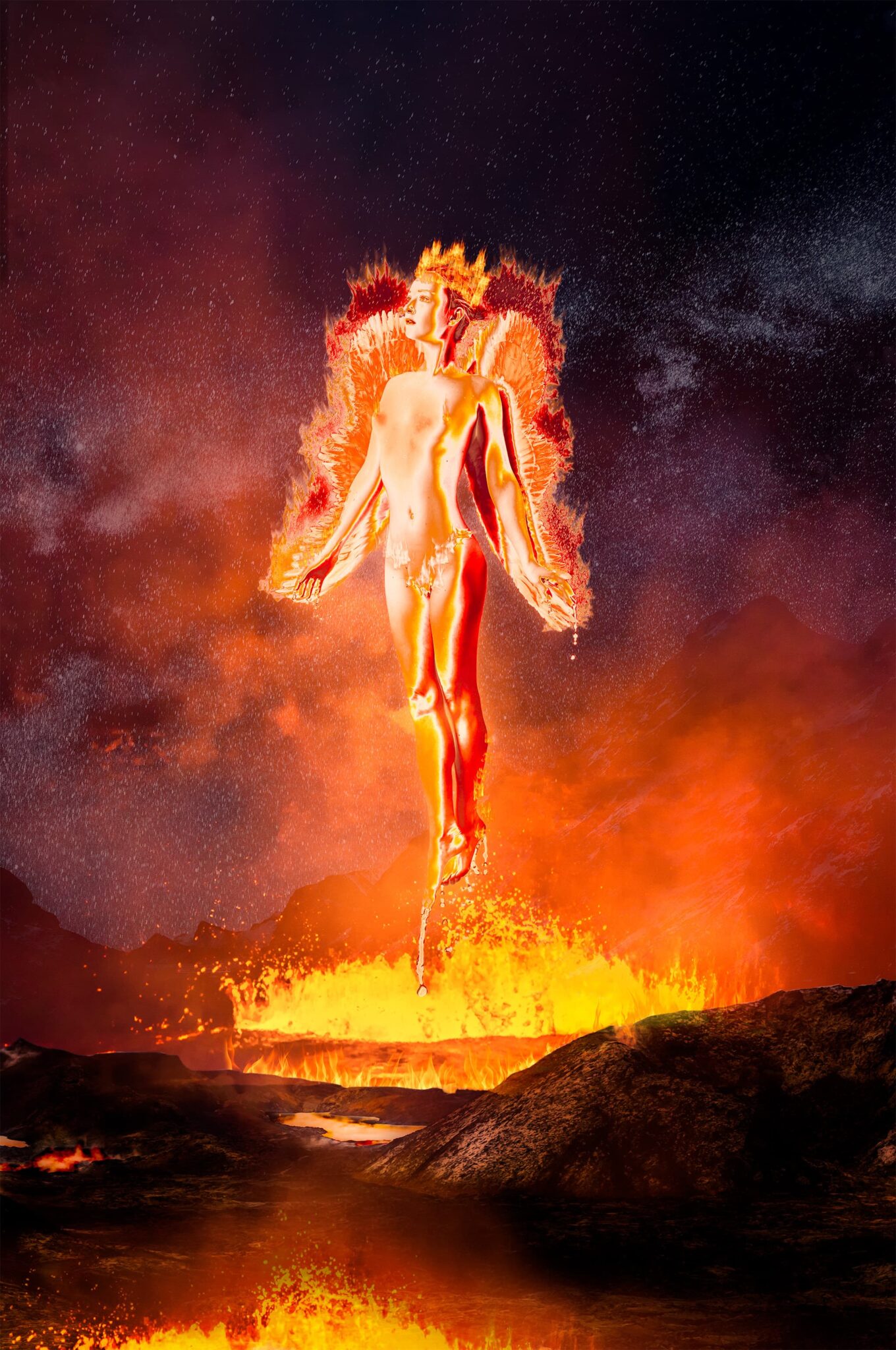 Fire Goddess Emerging from a Volcano